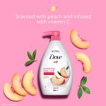 Dove Revitalizing Bodywash scented with peach and infused with Vtamin C to hydrate your skin, 100% gentle cleansers, paraben free/sulphate free cleansers, 100% plant- based moisturisers 800ml